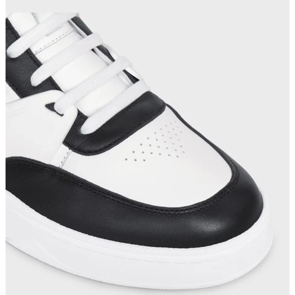 Celine Trainer Calfskin CT-07 Low Top Sneaker White/Black Authentic Men's 39